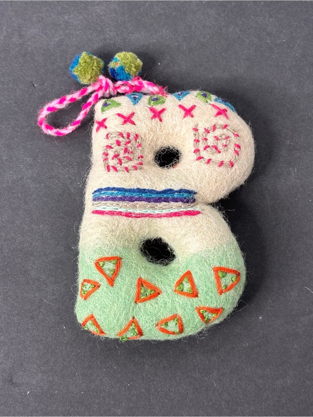 Anthropologie WOOL FELTED Monogram Ornament Letter “B”